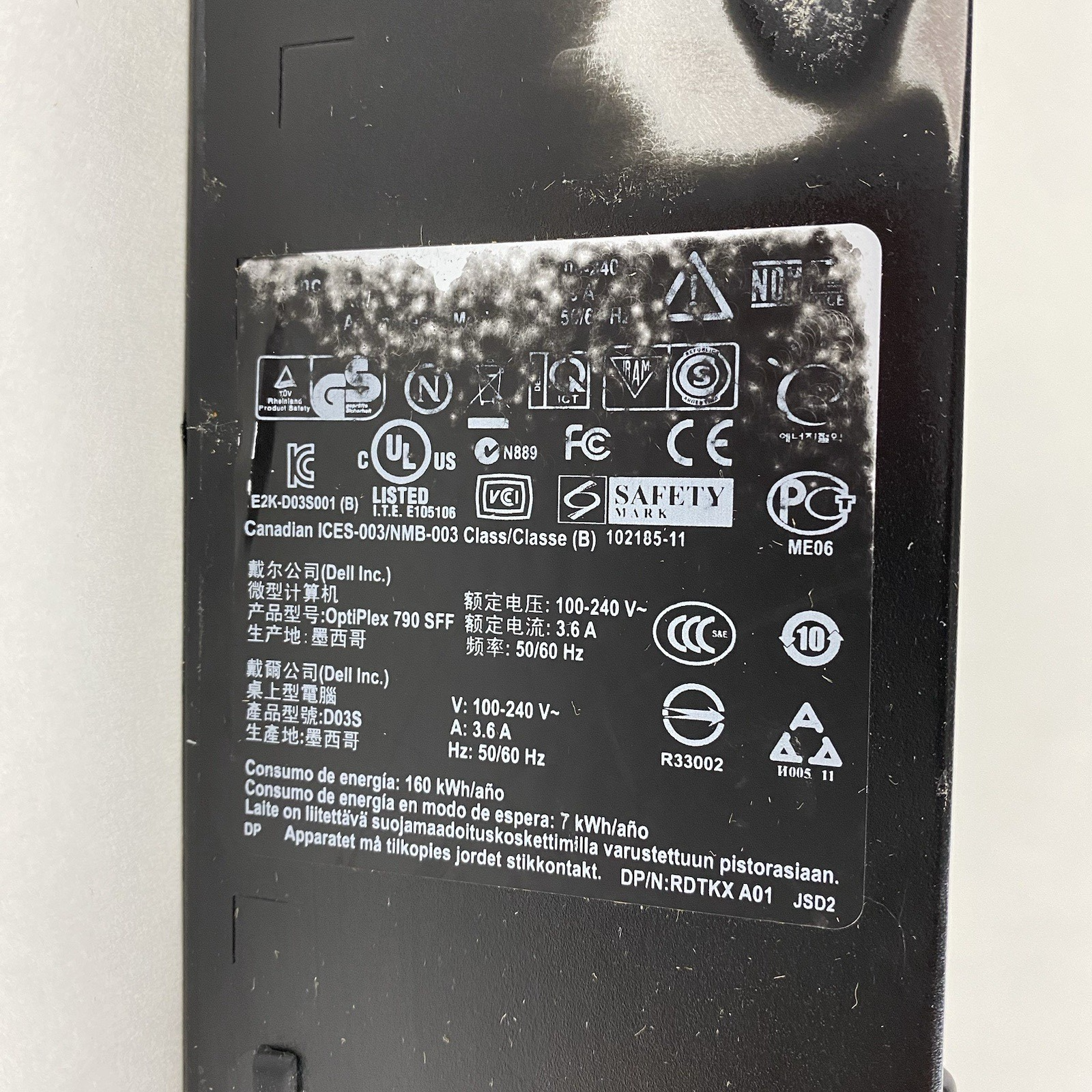 Dell OptiPlex 790 SFF Intel Core i5-2500 3.30GHz 4GB RAM No HDD No OS