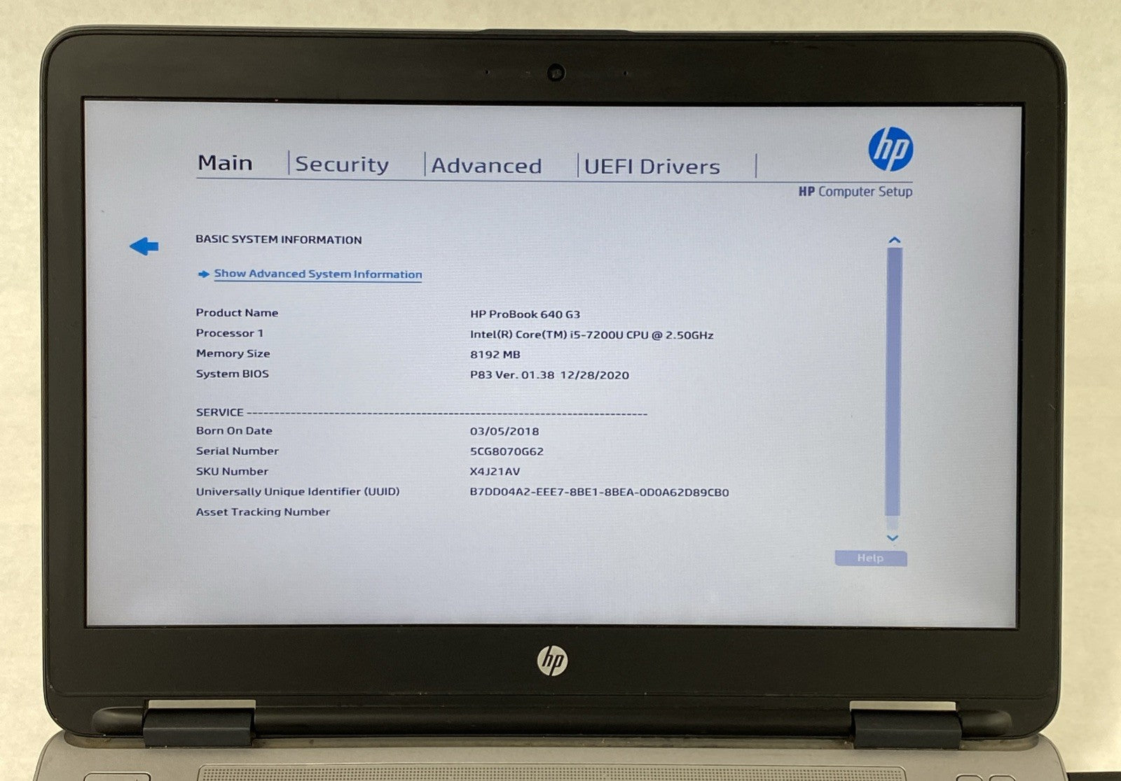 HP ProBook 640 G3 Core i5-7200U 2.50 GHz 8 GB RAM 14" No HDD No OS