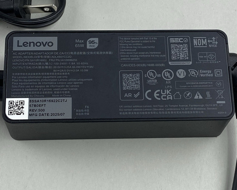 Lenovo ThinkPad 65 Watt 20V 3.25A Type-C USB AC Adapter - Lot of 8
