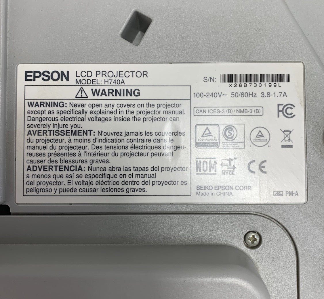 Epson PowerLite 695Wi H740A LCD Lamp Projector 1601 Lamp Hours - No Remote7