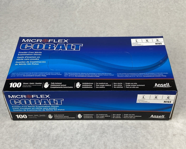 Ansell Cobalt N193 Powder Free Nitrile Examination Gloves Size Large 1000 Count