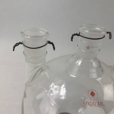 ACE Glass 5000mL 3-Neck Vertical Round Reaction Flask 29/42 Joints