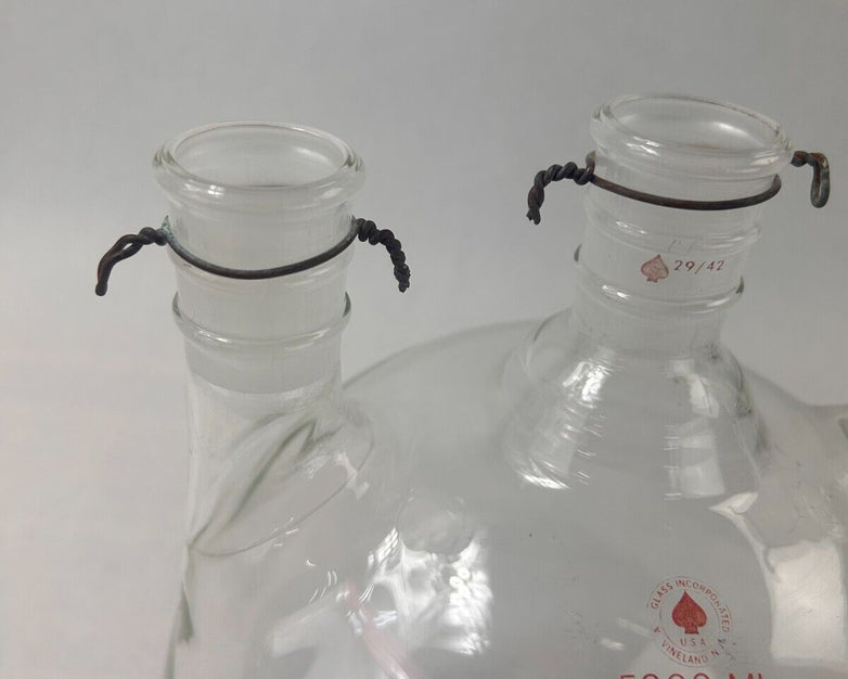 ACE Glass 5000mL 3-Neck Vertical Round Reaction Flask 29/42 Joints