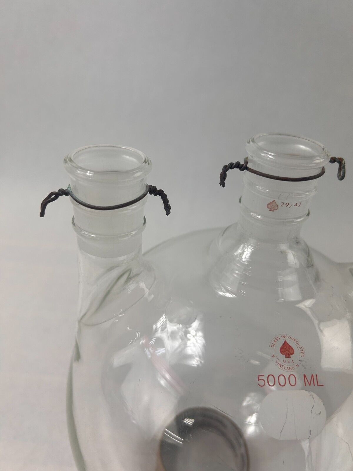 ACE Glass 5000mL 3-Neck Vertical Round Reaction Flask 29/42 Joints