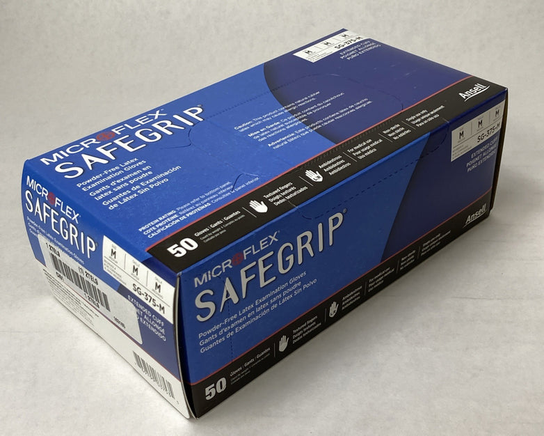 Ansell Microflex SafeGrip SG-375-M Latex Exam Gloves Medium - 500 Count
