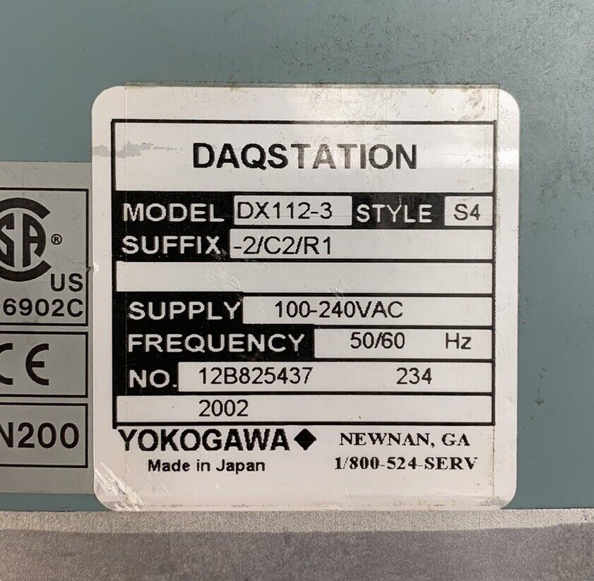Yokogawa Daqstation DX112-3-2 Chart Recorder (Parts and Repair)