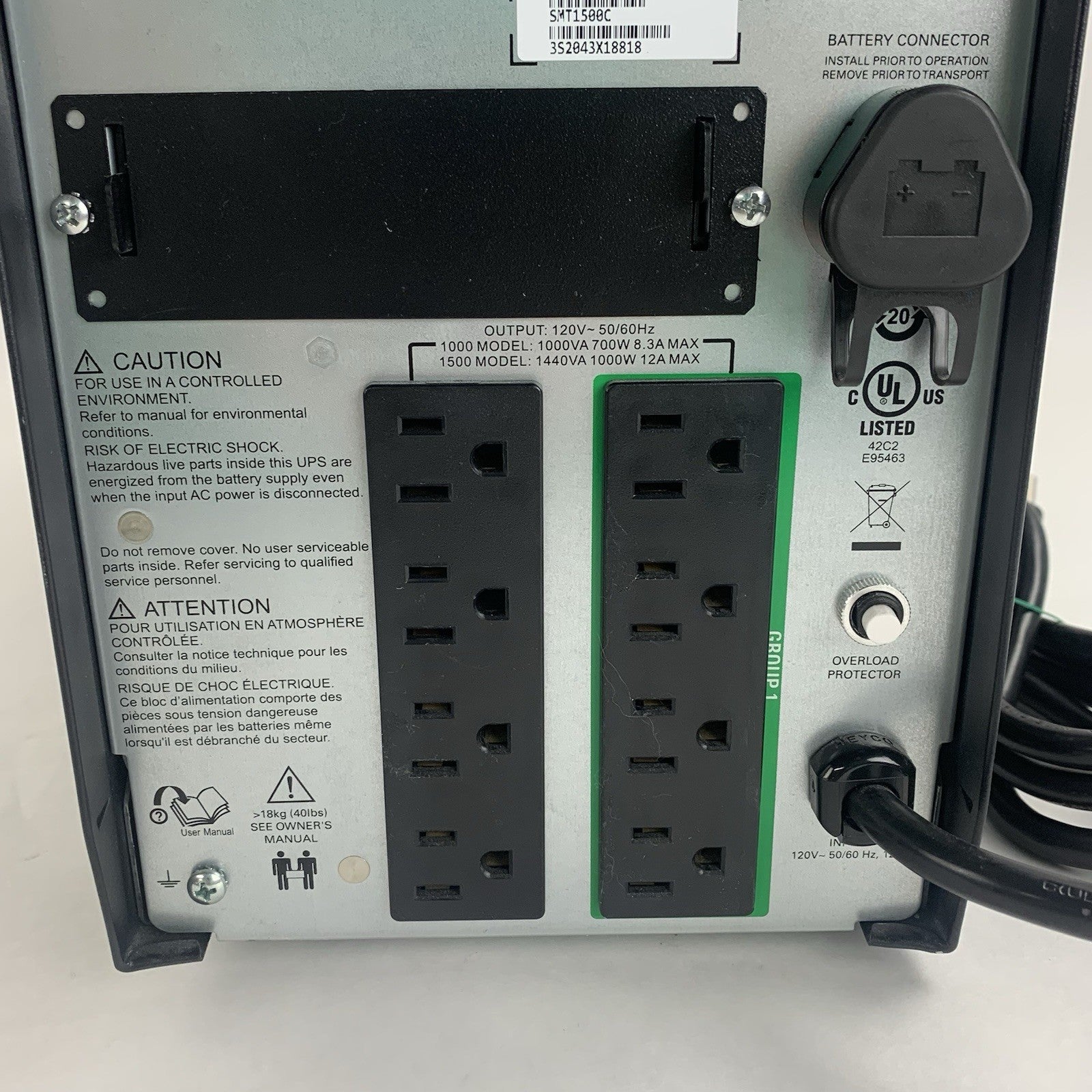 APC SMT1500C UPS 1500VA 120V Uninterruptible Power Supply Tested  No Batteries9