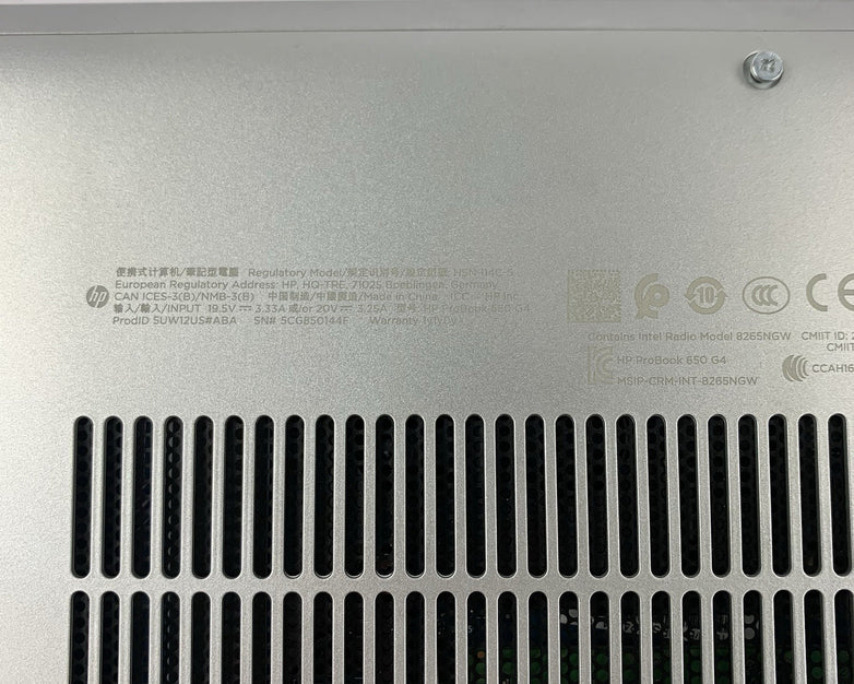 HP Probook 650 G4 15.6" Intel I5-8350U 1.70 GHz 8 GB RAM No OS No HDD