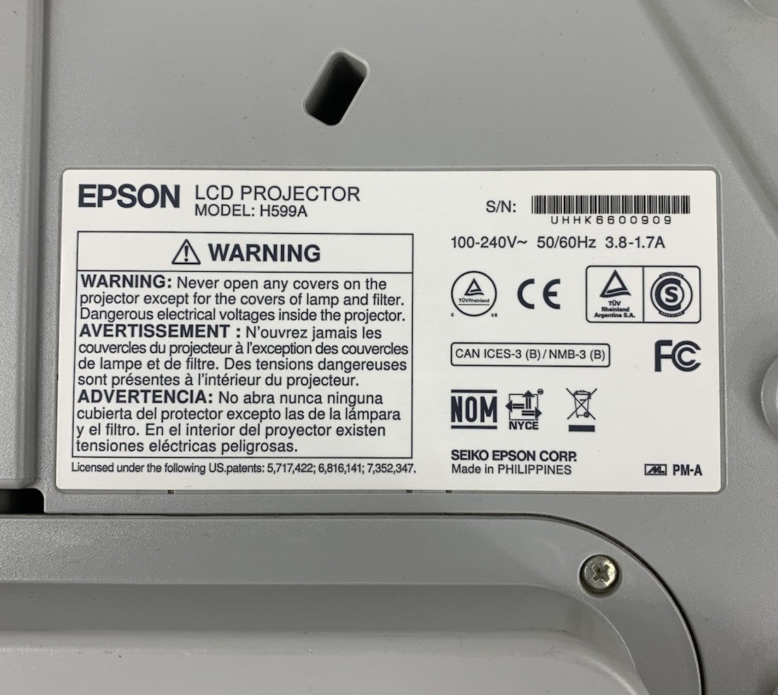 Epson BrightLink 595Wi H599A LCD Lamp Projector 2791 Lamp Hours - No Remote7