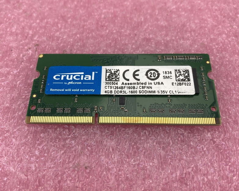 Crucial 4GB DDR3L-1600 Laptop Memory Ram CT51264BF160BJC8FNN - Lot of 3