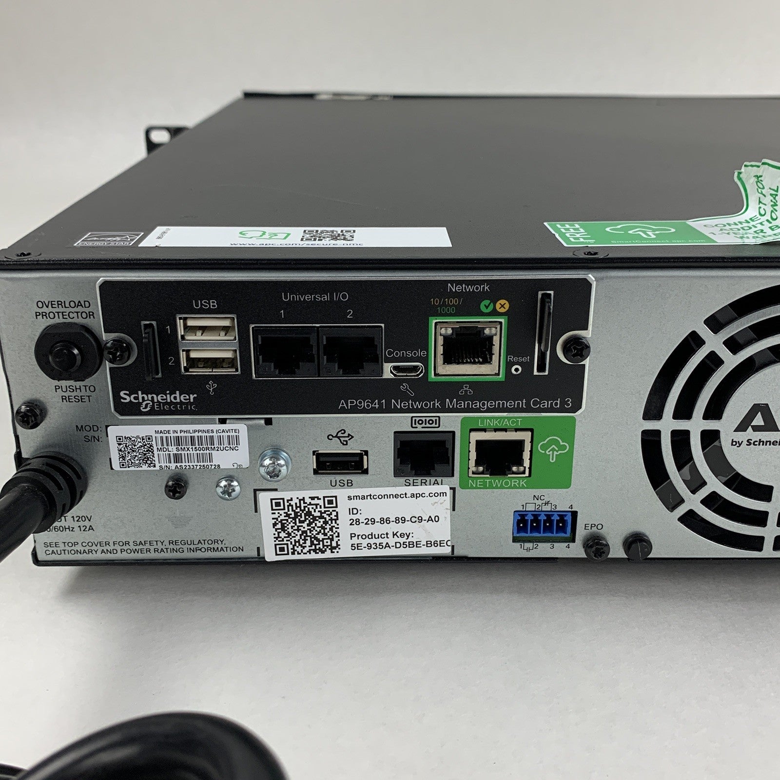 APC SMX1500RM2UCNC Battery Backup UPS w/ AP9641 No Batt No Caddy No FacePlate