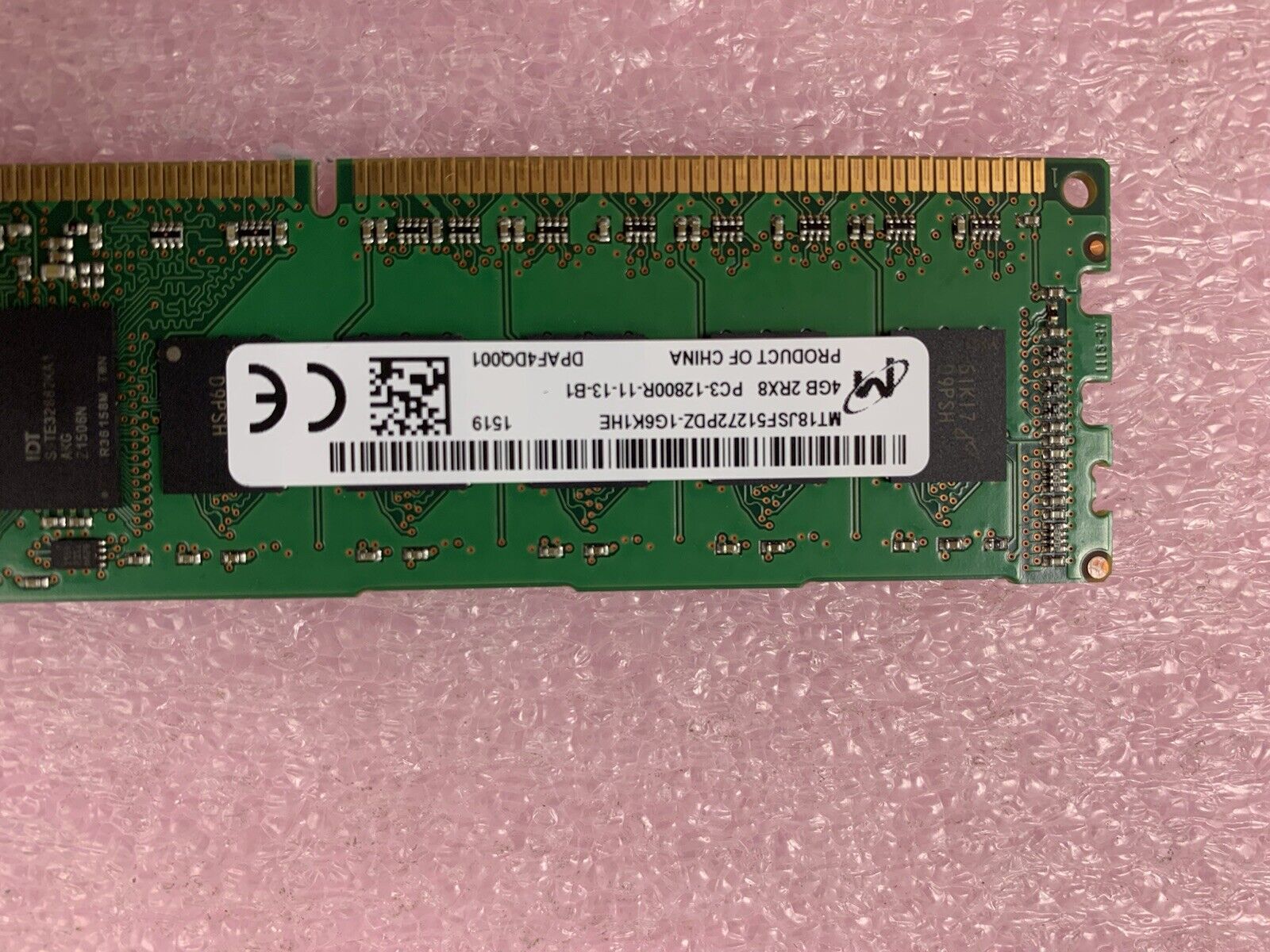 LOT OF 5 MT18JSF51272PDZ-1G6K1HF 4GB PC3-12800R-11-13-B1 2Rx8