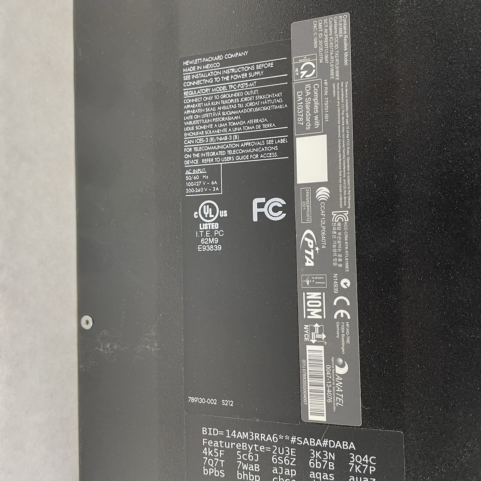 HP 110-a04 MT i3-4130 3.40 GHz 8 GB Ram No HDD No OS