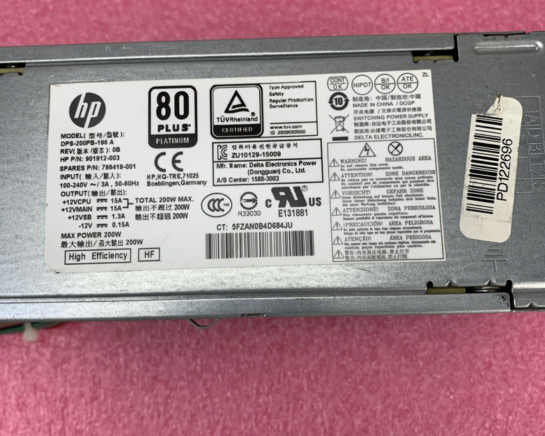 HP DPS-200PB-196 A 80 Plus Platinum 200W Switching Power Supply 901912-003