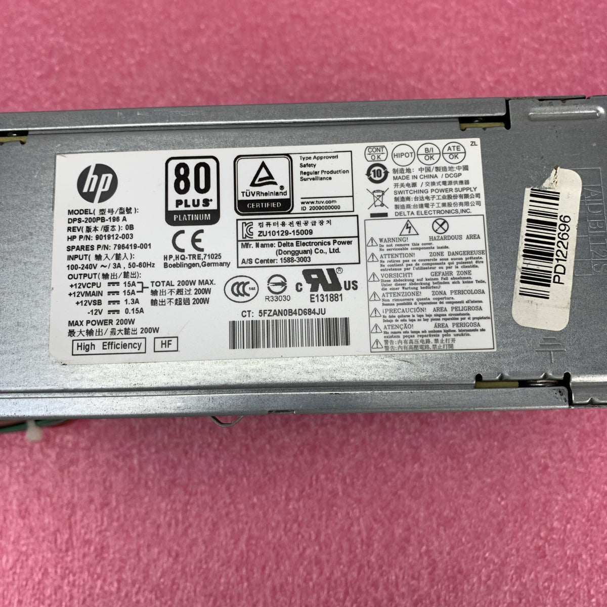 HP DPS-200PB-196 A 80 Plus Platinum 200W Switching Power Supply 901912-0035