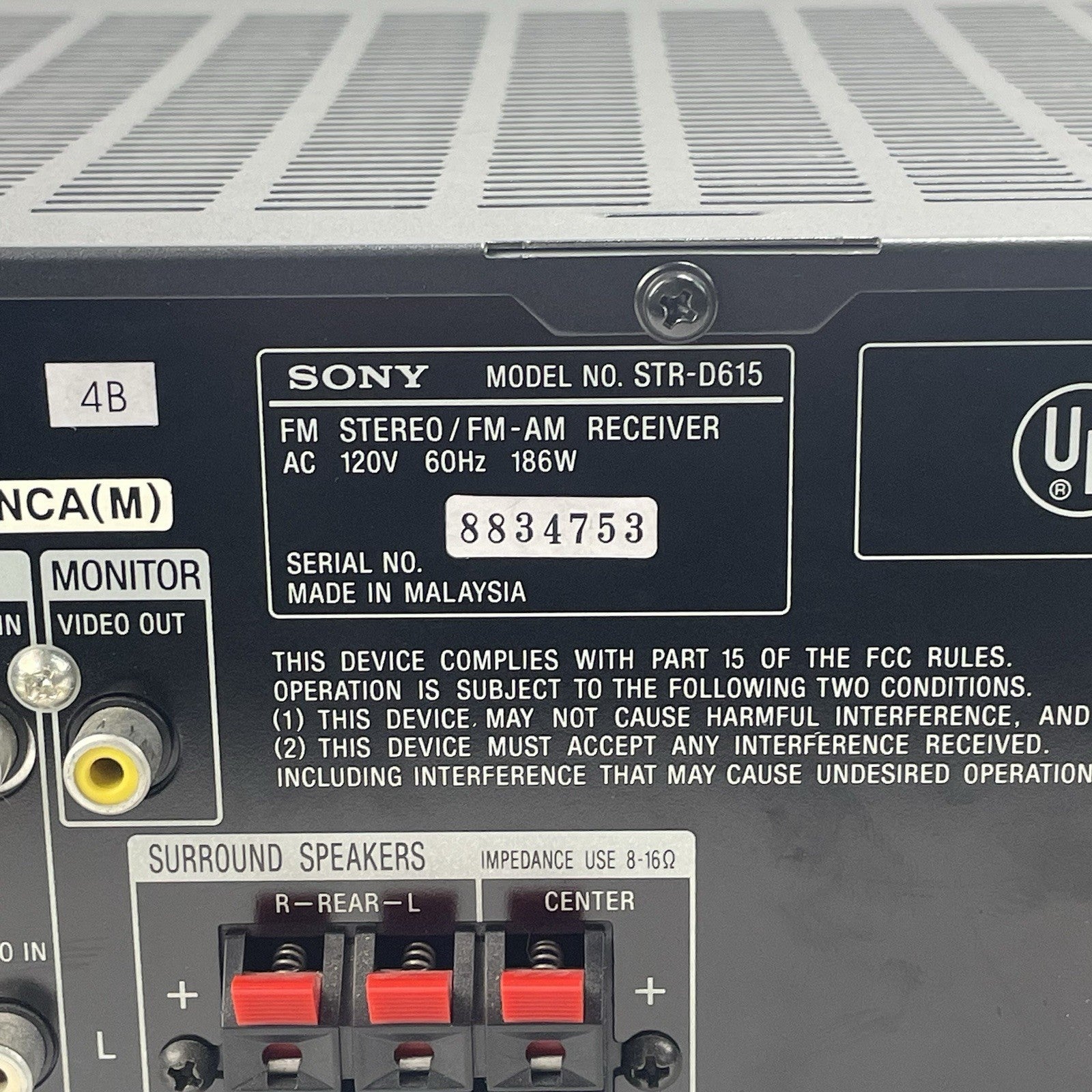 Sony STR-DE615 5.1 A/V Receiver 100W Dolby Digital DTS AM/FM Digital Tuner7