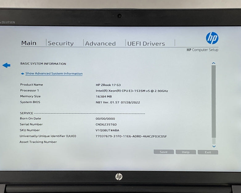 HP ZBook 17 G3 17.3" Xeon E3 1535M v5 2.90 GHz 16 GB RAM No SSD/OS/AC/Batt- READ
