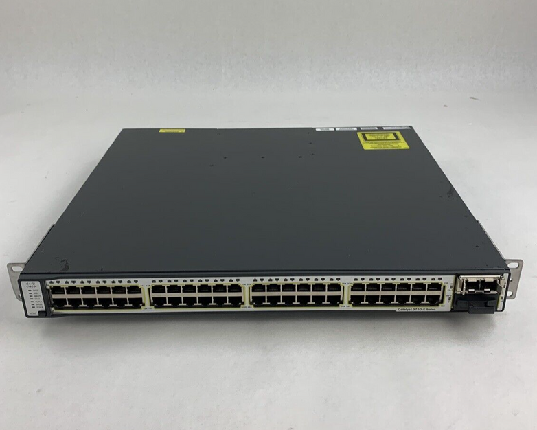 Cisco WS-C3750E-48TD-S V01 48-Port Gigabit Switch Tested Reset