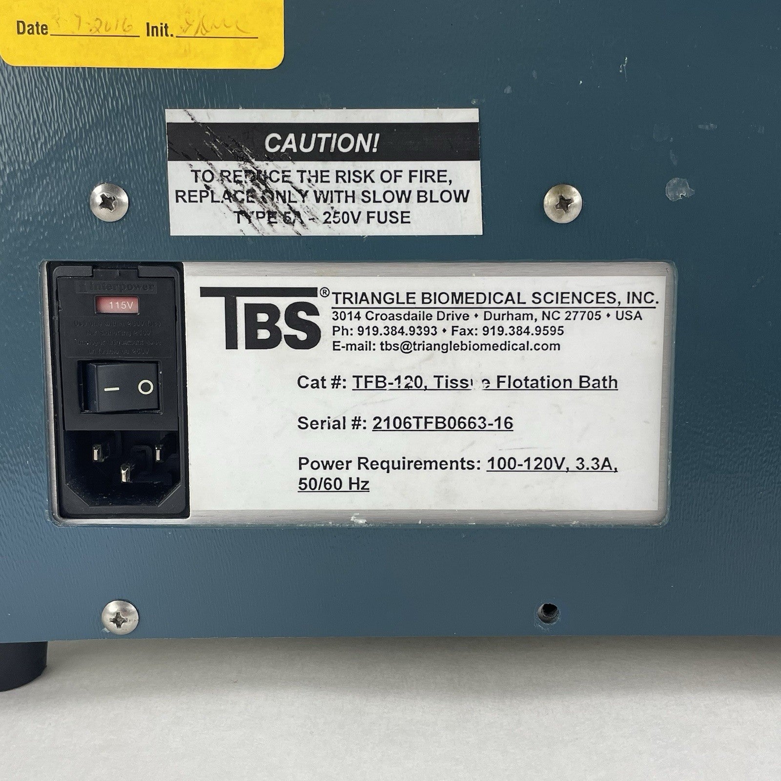 TBS TFB-120 Tissue Floatation Bath For Parts