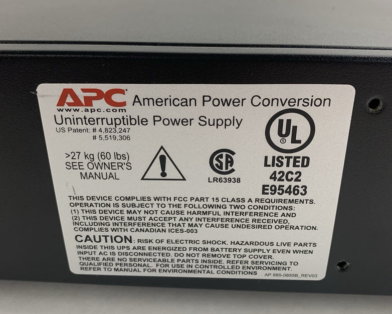 APC SURTA1500RMXL2U 1500VA 1050W BackUp UPS Tested No Batteries