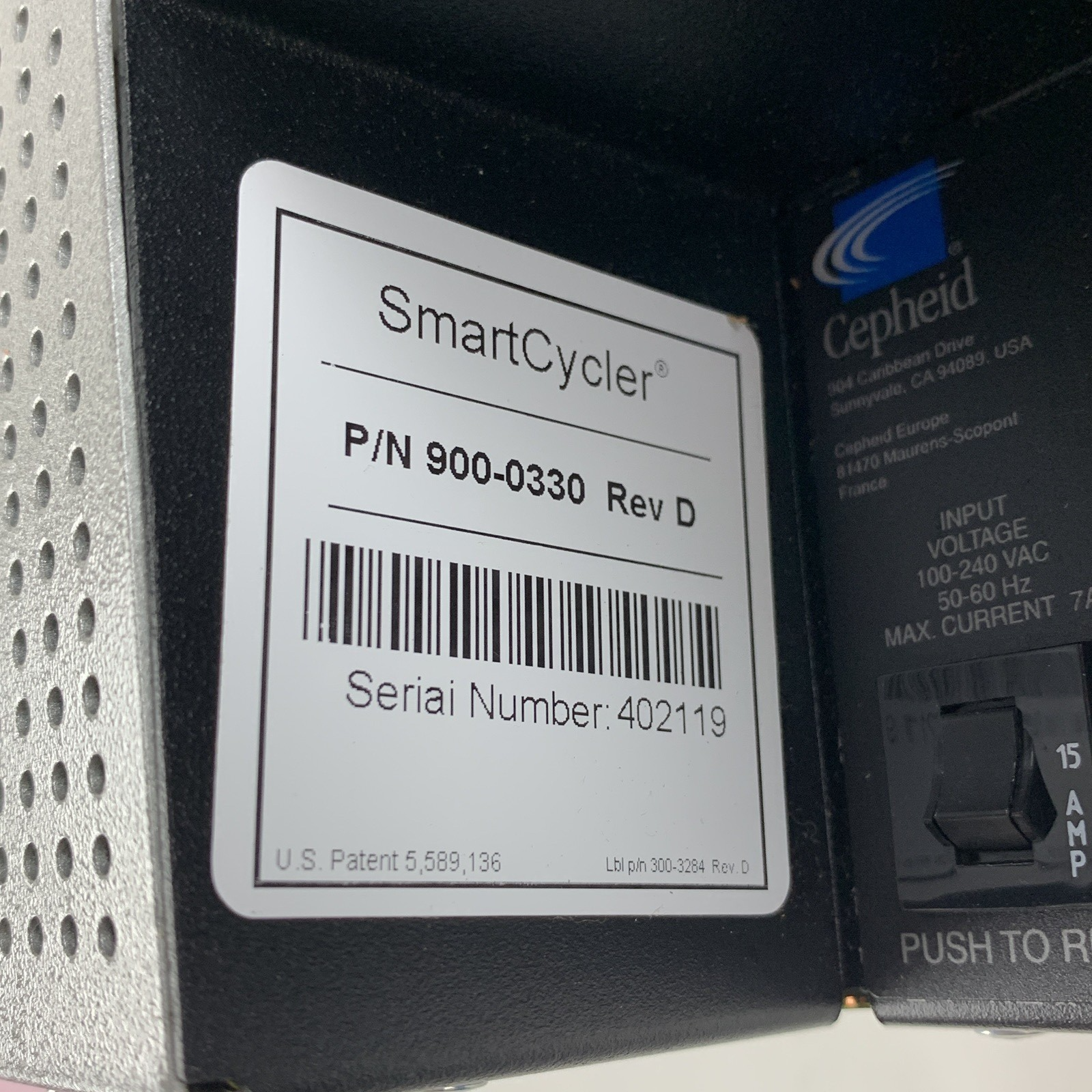 Cepheid Smartcycler 900-0330  Powers On