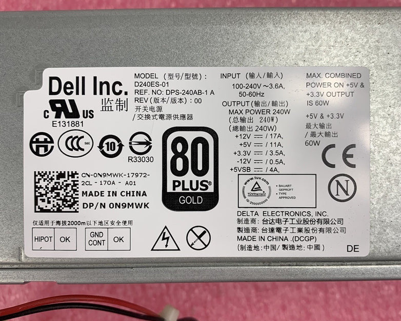 Dell OptiPlex Delta Electronics D240ES-01 240W Power Supply