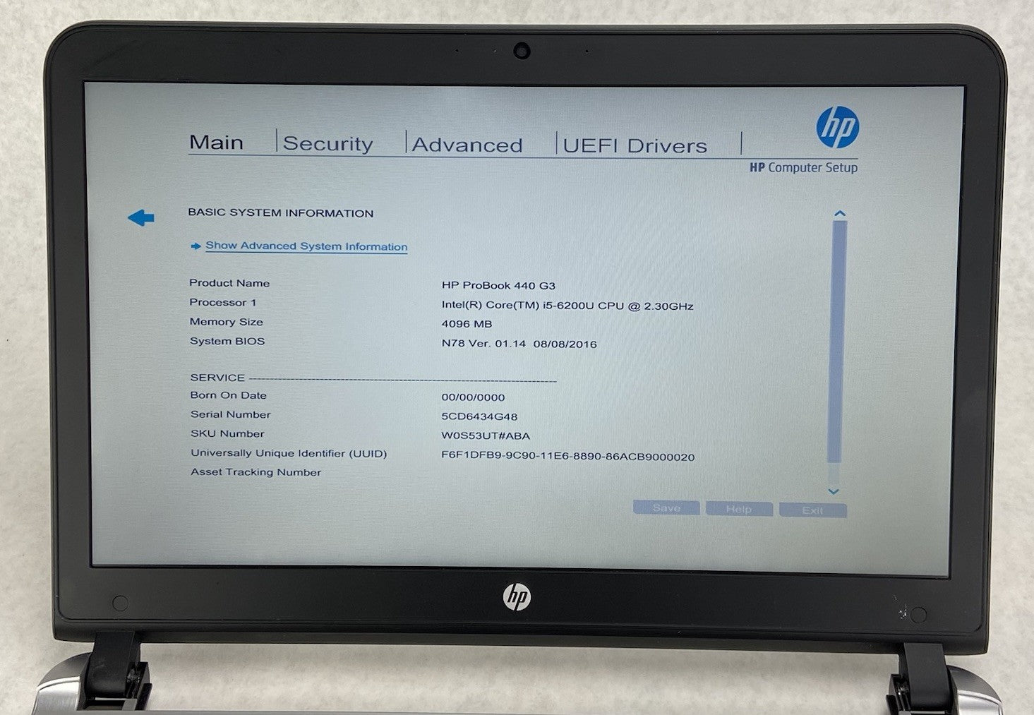 HP ProBook 440 G3 Intel Core i5-6200U 2.3GHz 4GB RAM 14" No Battery No HDD No OS