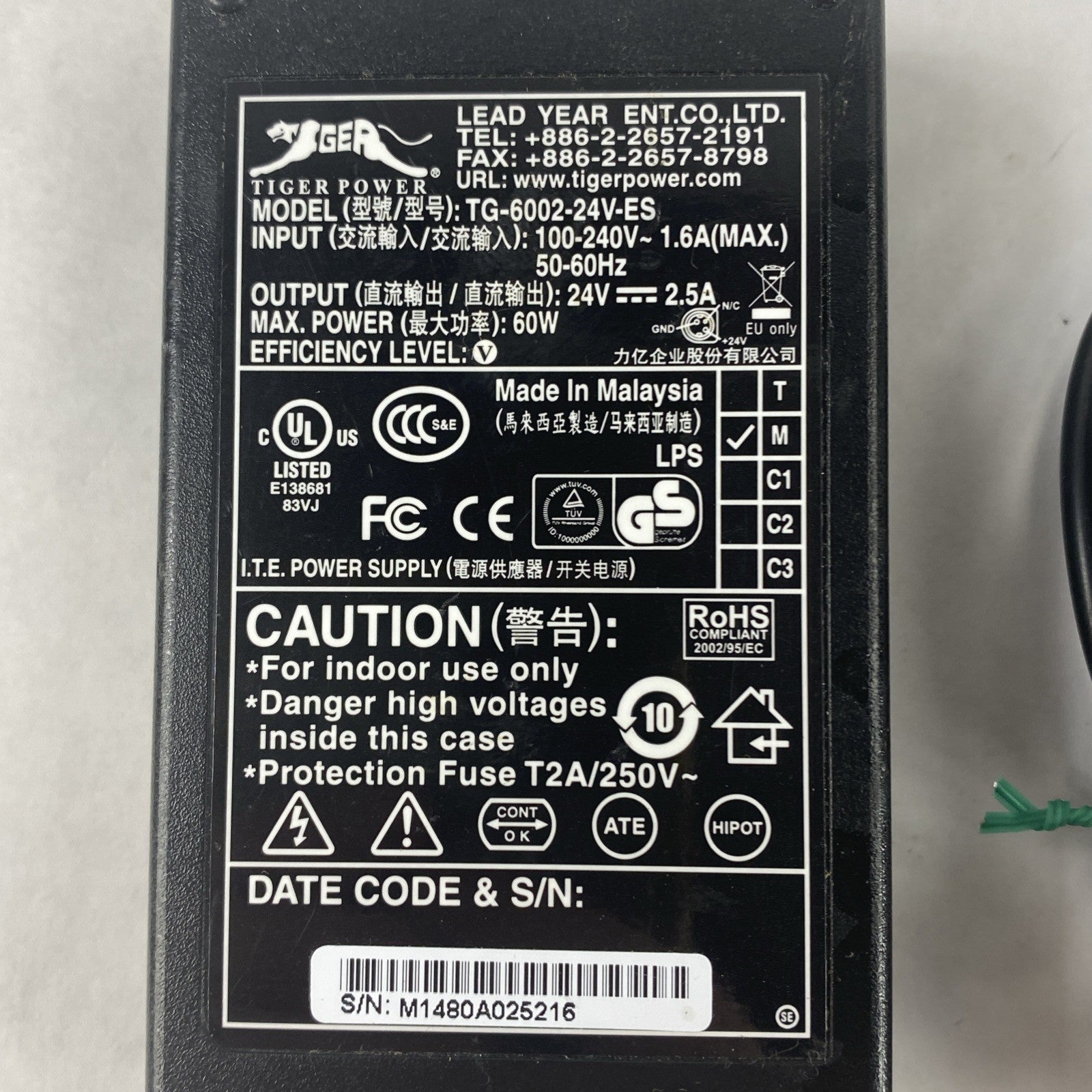 Tiger Power TG-6002-24V-ES Mixed Lot 5 W/ TG6001-24V & TG15-0065-24 AC Adapter5