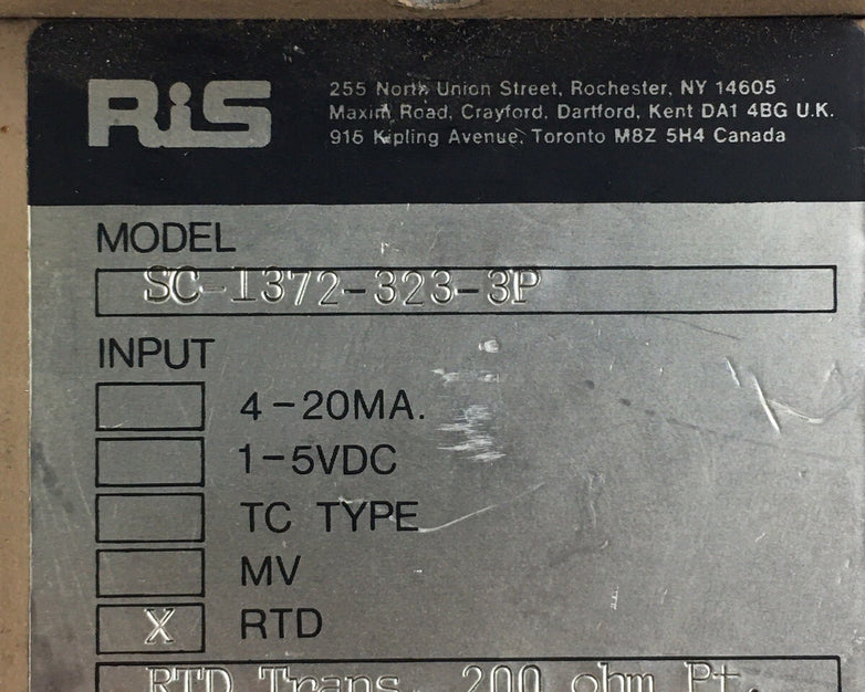 RiS SC-1372-323-3P Isolated RTD Transmitter 4-20MA 115 VAC 4W 200 Ohm - Untested