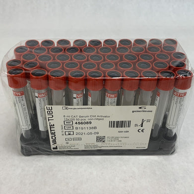 Vacuette 456089 6ml CAT Serum Clot Activator 13x100 50pcs Non-Ridged Tubes
