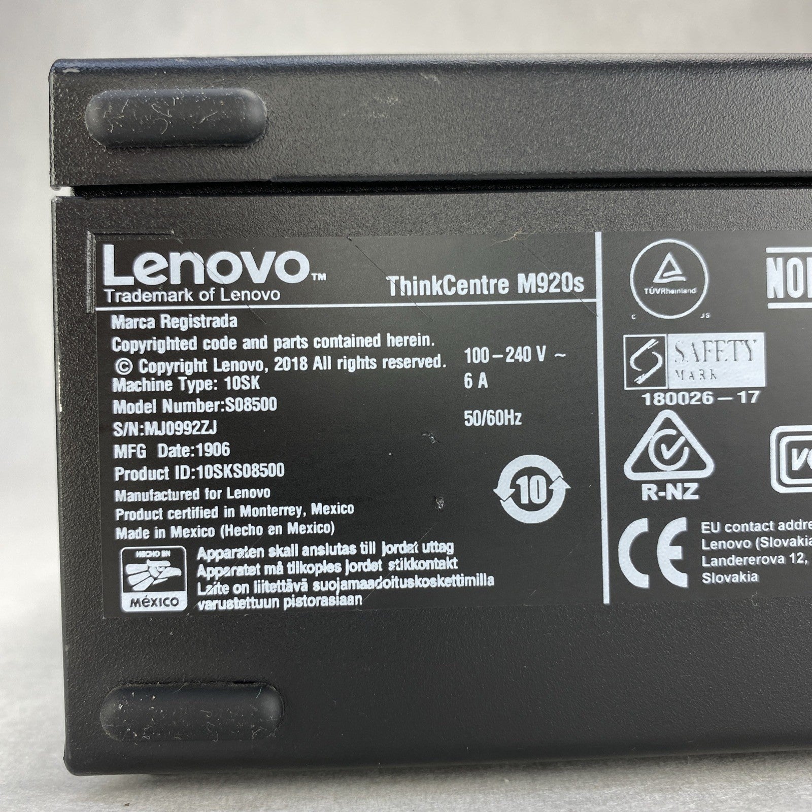 Lenovo ThinkCentre M920s SFF Intel Core i7-8700 3.20GHz 8GB RAM No HDD No OS
