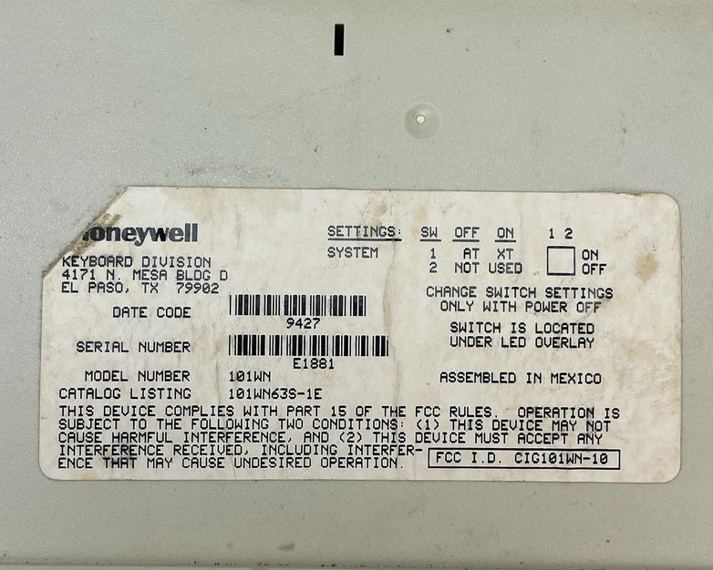 Vintage Honeywell Dell 101WN Keyboard For Computer
