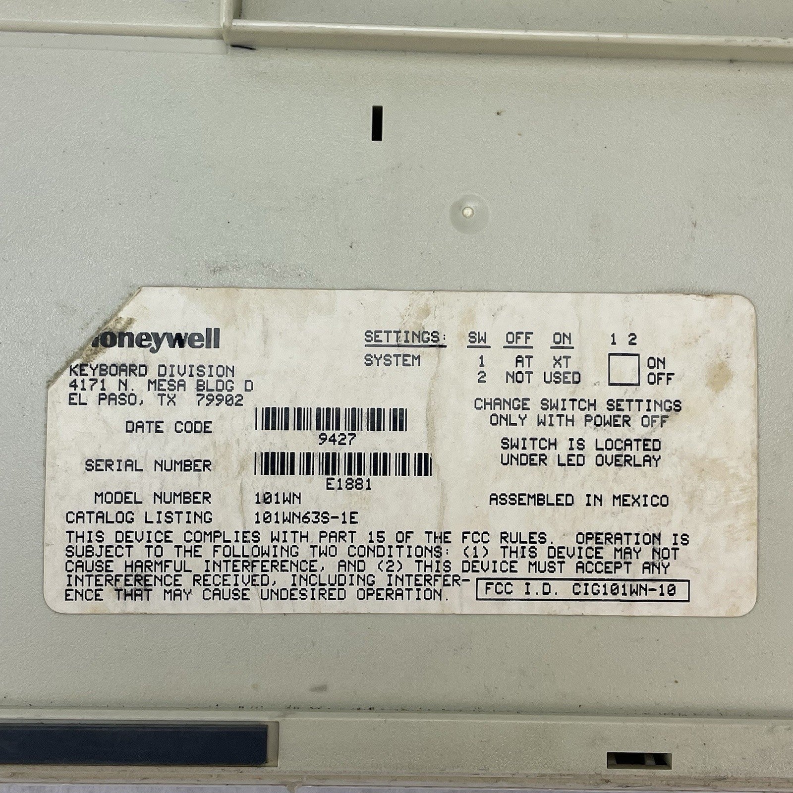 Vintage Honeywell Dell 101WN Keyboard For Computer9