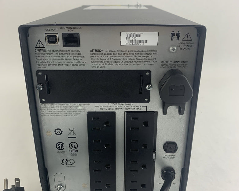 APC Smart-UPS SMT1500 LCD 1000W 1500VA 120V Tested Missing Screw No Battery
