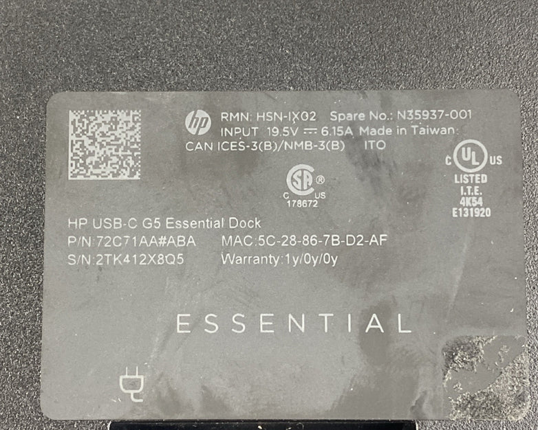 HP HSN-IX02 USB-C Dock G5 - No AC Adapter Lot of 2