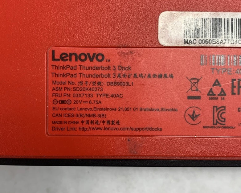 Lenovo ThinkPad DBB9003L1 Thunderbolt 3 Workstation Dock