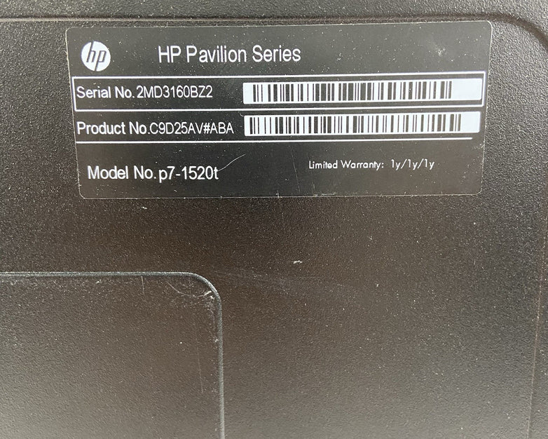 HP Pavilion P7-1520T MT Intel Core i5-3330 3GHz 4GB RAM No HDD No OS