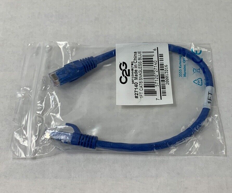 C2G 27140 1ft Cat6 Patch Cable (Lot of 2)
