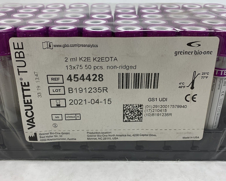 Vacuette 454428 2ml K2E K2EDTA 13x75 50pcs Tubes