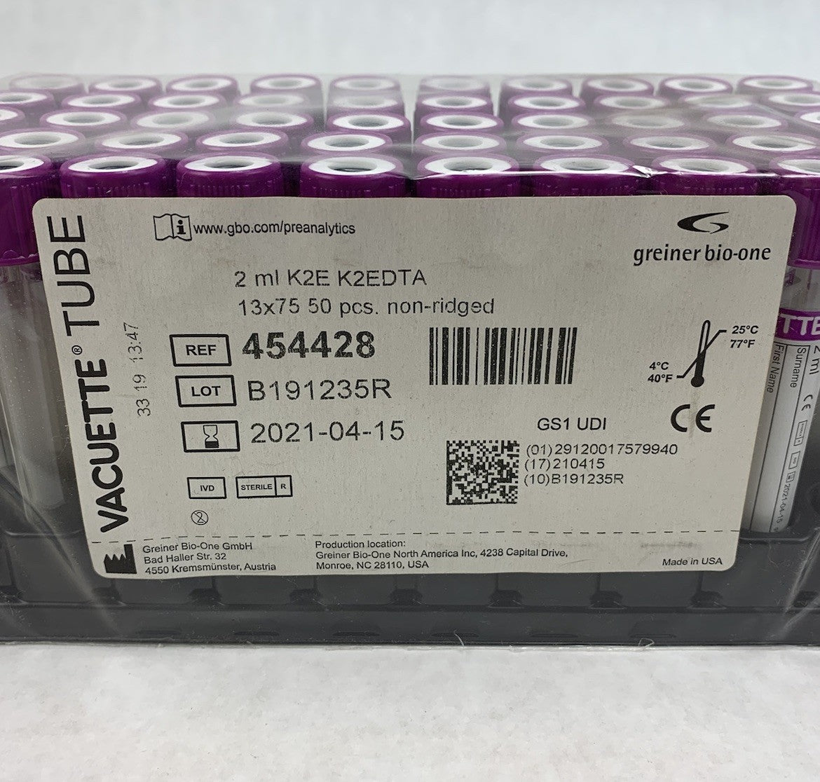 Vacuette 454428 2ml K2E K2EDTA 13x75 50pcs Tubes