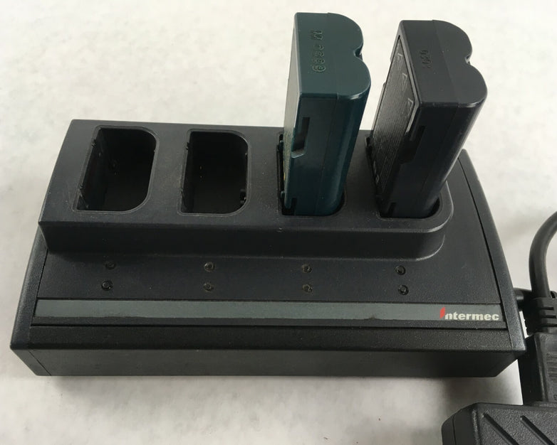 Intermec Z2400 4 Bay Four Slot Battery Charger Charging With 2 7.4V Batteries