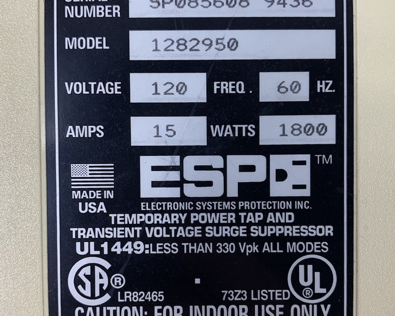 Electronic Systems Protection 1282950 Temporary Power Tap and Surge Suppressor