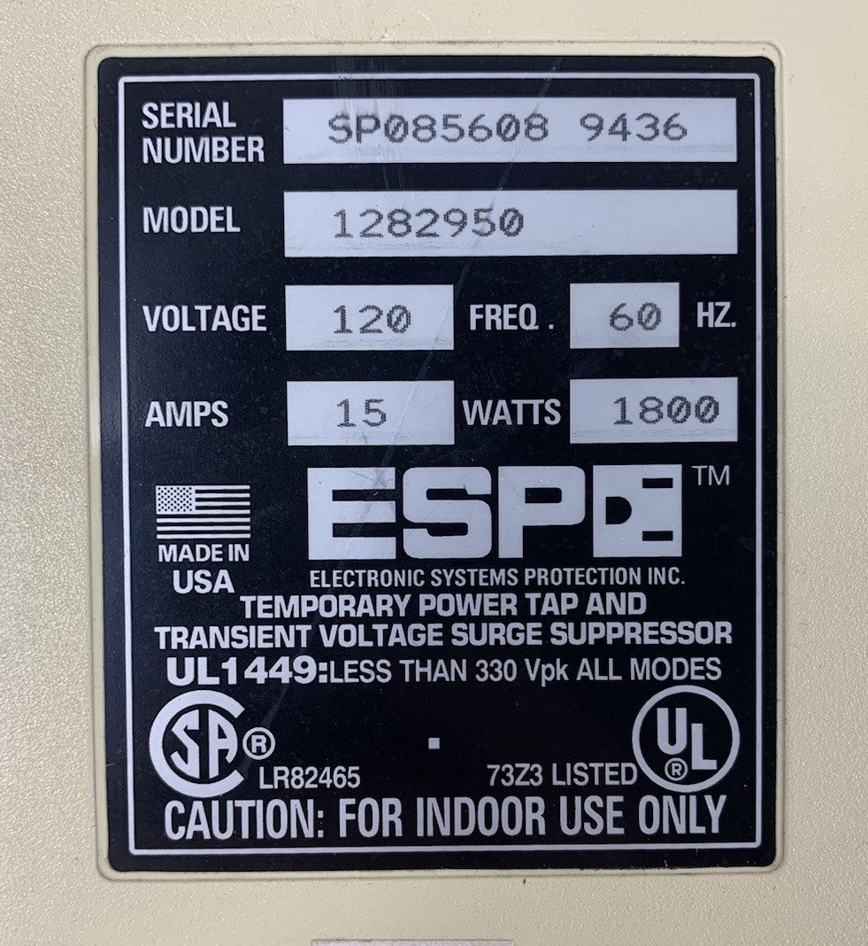 Electronic Systems Protection 1282950 Temporary Power Tap and Surge Suppressor