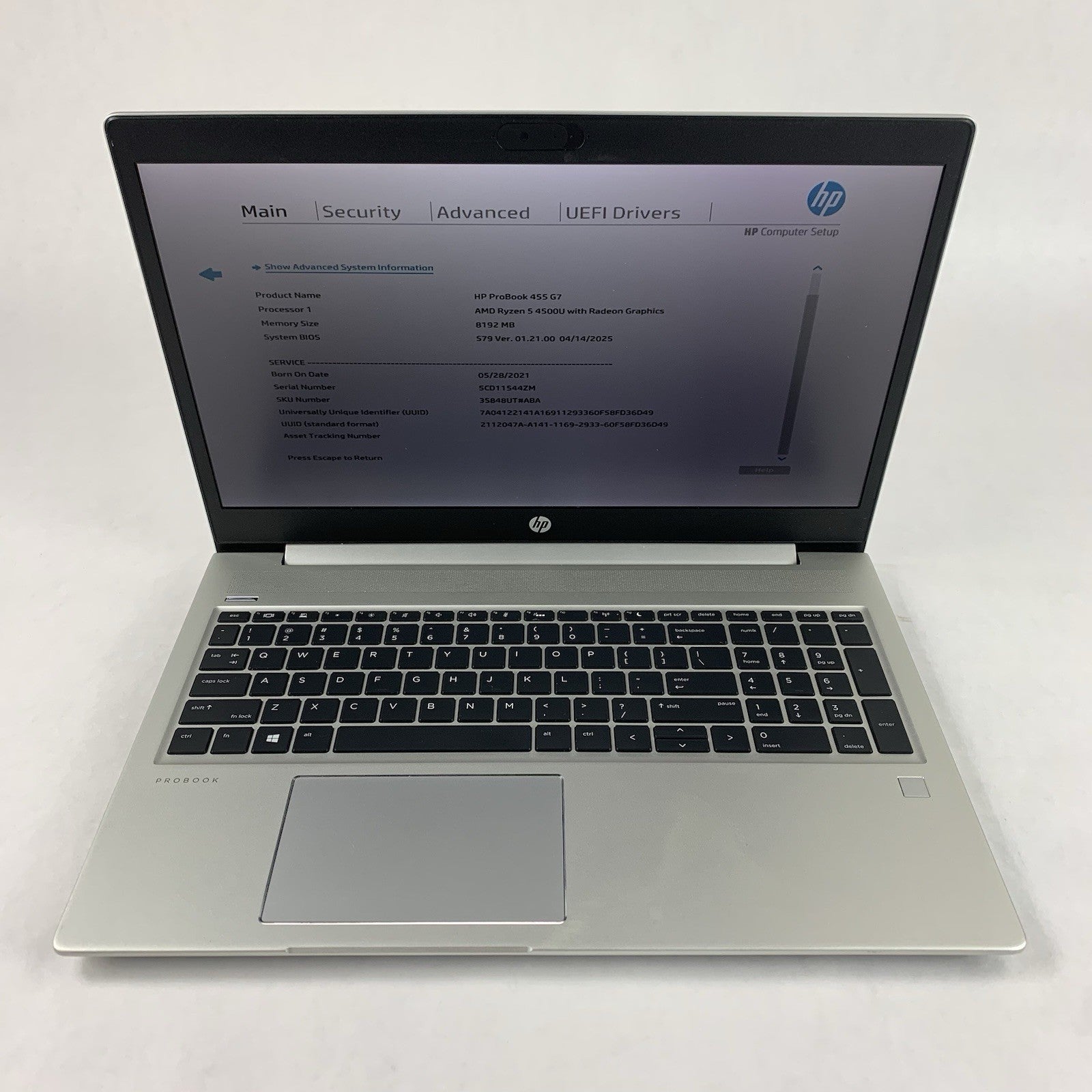 HP ProBook 455 G7 15.6" Ryzen 5 4500U 2.375 GHz 8GB RAM No SSD/OS/AC Dinged Edge1