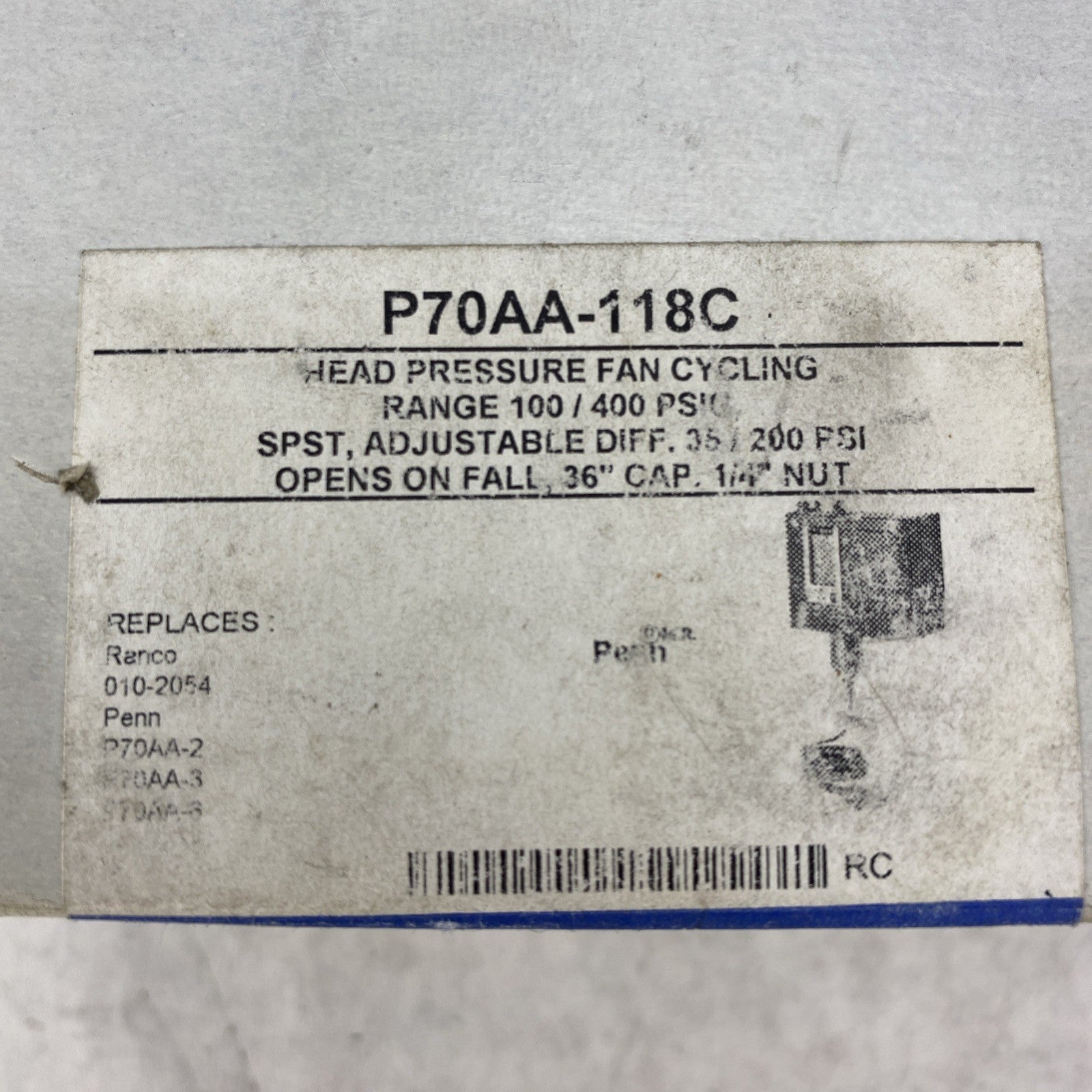 Johnson Controls Penn P70AA-118C High Pressure Fan Cycling Control2
