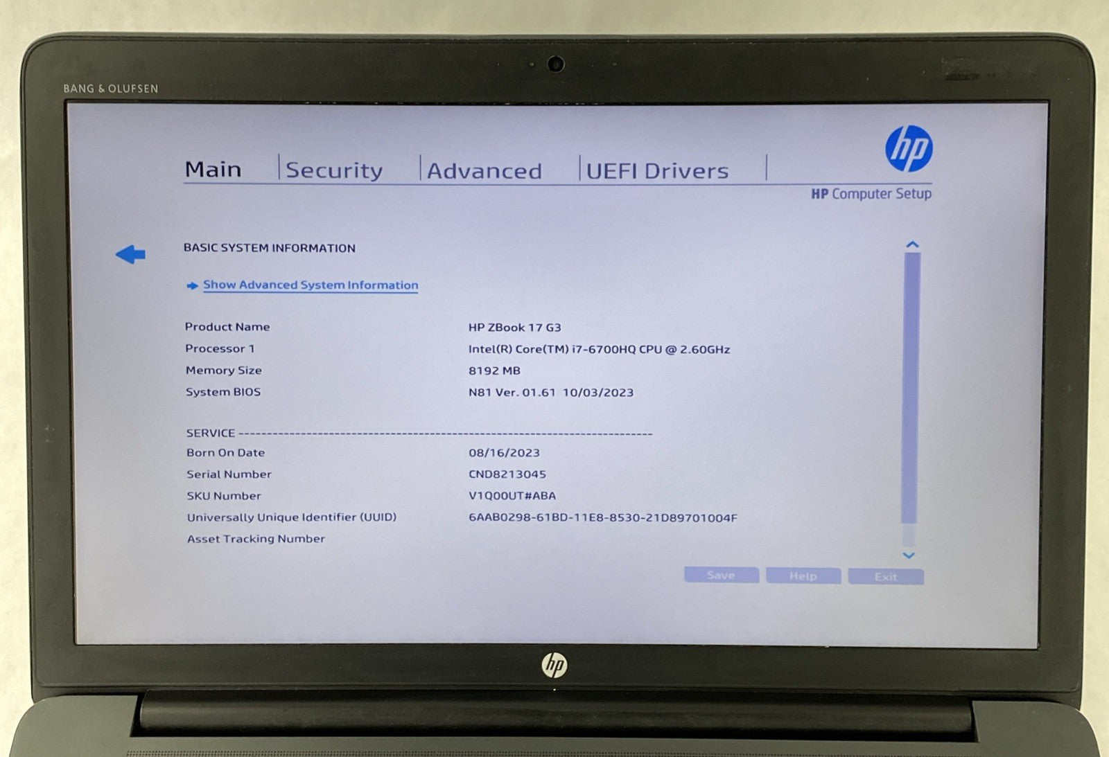 HP ZBook 17 G3 Intel Core i7-6700HQ 2.60 GHz 8 GB RAM 17.3" No HDD No OS