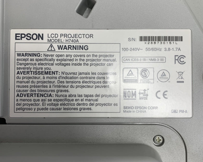Epson PowerLite 695Wi H740A LCD Lamp Projector 2757 Lamp Hours - No Remote
