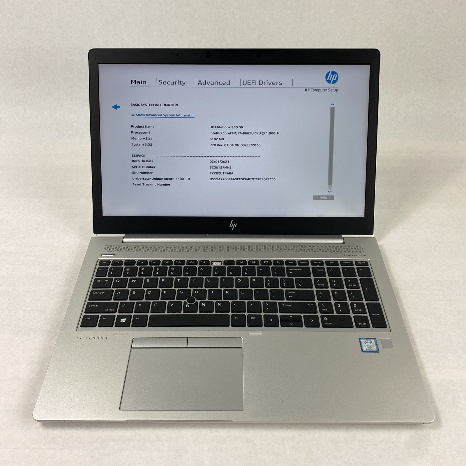 HP EliteBook 850 G6 Intel Core i7-8665U 1.90 GHz 8 GB RAM 15.6" No HDD No OS