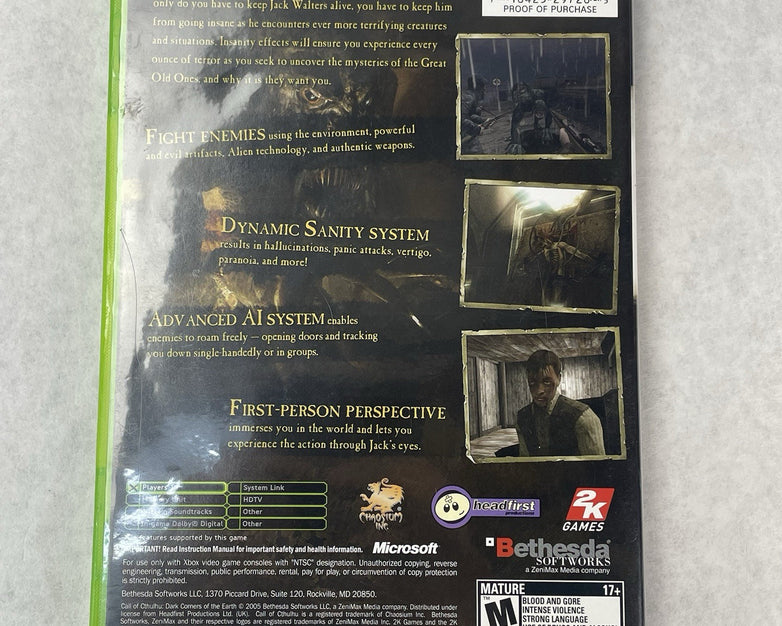 Call of Cthulhu Dark Corners of the Earth Xbox Complete CIB