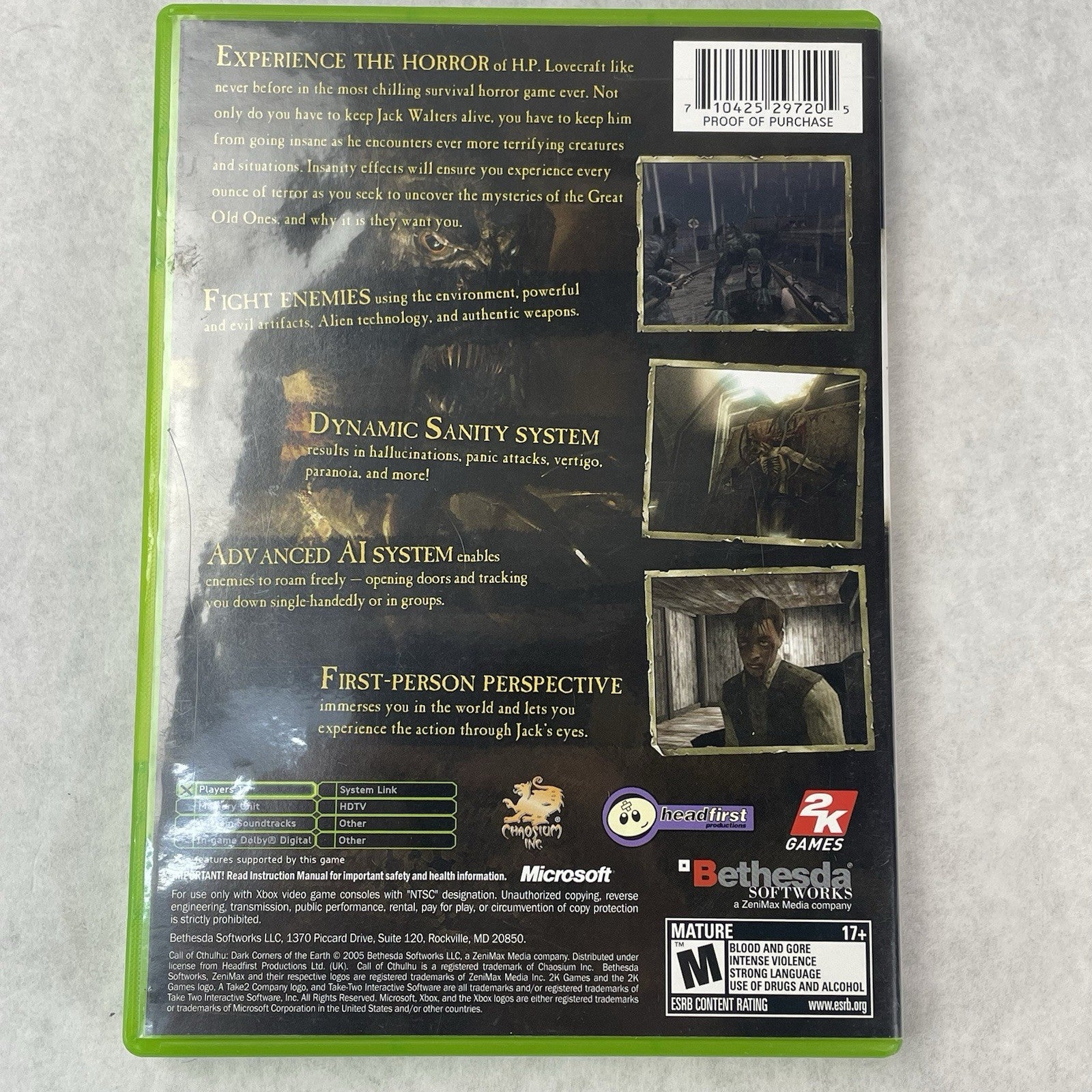 Call of Cthulhu Dark Corners of the Earth Xbox Complete CIB2